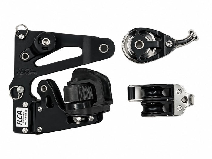 Skisystem, Klemmvorrichtung, Bremsvorrichtung, Bindings, Schuhbindung, Kletterausrüstung, Klemmvorrichtung, Schnellspanner, Schaukel?, Halterung, Segelboot-Beschläge, Umlenkrollen, Aluminium, schwarz, Seilführung