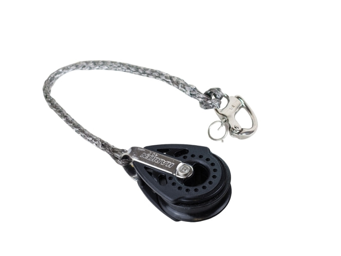 Block 40mm inkl. Dyneema / Schnappschäkel HARKEN Optimist, gespleißt