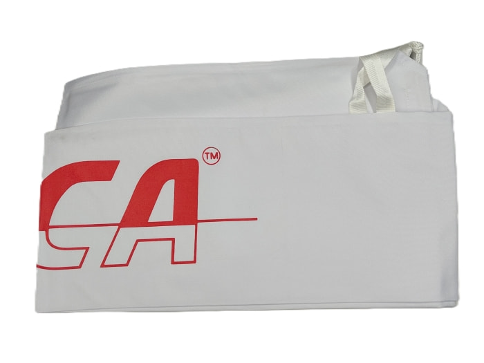canvas bag, white bag, red logo, sling bag, tote bag