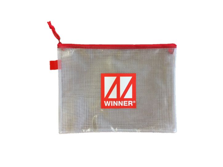Beutel, Reißverschluss-Tasche, Mesh-Beutel, Transparente Tasche, Winner-Logo